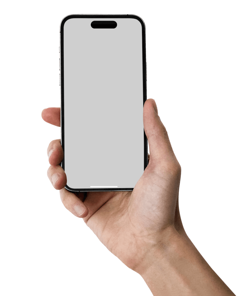 Mano sosteniendo teléfono con la app